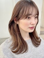 ガーデン ミサト 三郷中央(garden misato) 美髪×ミディアムヘア×ベージュカラー×外はね×前髪ありb