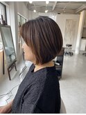 20代30代40代◎小顔に見えせる似合わせカットオリーブグレー
