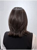 ハイライトカラー/くびれボブ/白髪ぼかしカラー/30代/40代