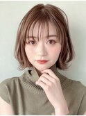 くびれボブ大人可愛い美髪エアリーカール暗髪前髪小顔カット時田