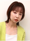 似合わせカット小顔前髪ピンクベージュウルフ0901