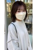 切りっぱなしふんわり外ハネレイヤーボブ×暗髪ブラウン