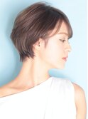小顔美髪イメチェンピンクブラウン切りっぱなしボブショート