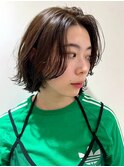 かきあげバング フェイスレイヤー ナチュラルパーマ