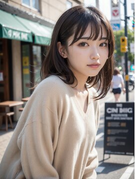 ブロッサム 東中野店 大人美人斜めバングくびれデジタルパーマ毛先丸みパーマ