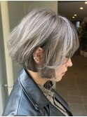 トレンドスタイル☆小顔ショートボブ,スモーキーアッシュ