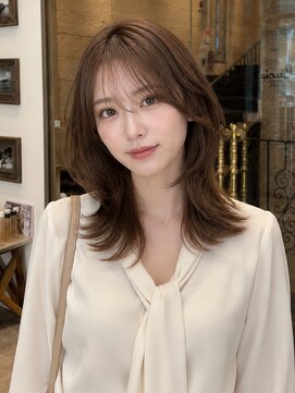ルチア ヘア ステラ 京都店(Lucia hair stella) ミディアムレイヤー顔周りレイヤーブラウン韓国ヘア京都河原町