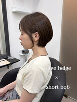アマテラスエス 新宿(AMATELAS S)&nbsp;赤み消しオリーブベージュ/透明感カラー/大人ショートボブ/新宿