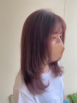 カシェ リタ ヘアー(CACHE'&RITA HAIR) レイヤーロング◯顔まわりカット◯ピンクブラウン◯ツヤ感