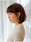 大人かわいいワンレン耳かけ内巻きワンカールボブ