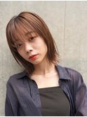 ミディアムレイヤーカットボブウルフ/10代20代/インナーカラー