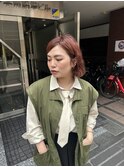 深みレッド×ボブアレンジ