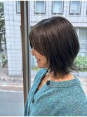 オリーブベージュ×くびれボブ