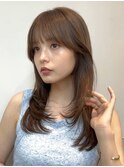 横浜ミディアム韓国レイヤー内巻きワンカールハッシュカット