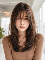 ダル 渋谷/表参道(DAL.)&nbsp;ハッシュカットバタフライカットダークブラウンカーテンバング