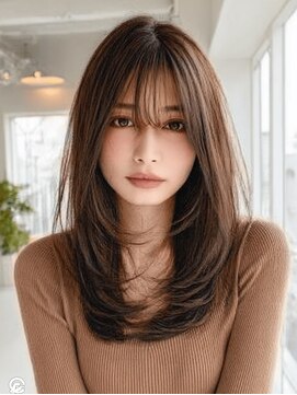 ダル 渋谷/表参道(DAL.) ハッシュカットバタフライカットダークブラウンカーテンバング