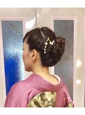 和装☆着付け+編みこみまとめ髪!