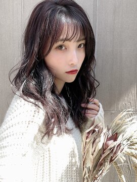 ルイマダーナ 栄店(LOUIMADNA) ダークブラウン 顔周りカット 20代 レイヤーカット 前髪カット
