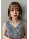 ヌーディカラー/小顔ヘア/大人ボブ/前下がりボブ/アッシュカラー