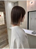 切りっぱなし　ボブ外はねボブ　タッセルボブ　グレージュ