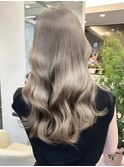 大人可愛いふんわりカールミストバング外国人風カラーブリーチ
