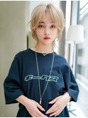 【GEEKS渋谷】ブロンドベージュ/夏カラー/20代30代/ウルフカット