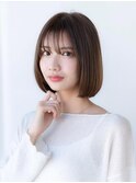 大人かわいい前髪セシルカットココアブラウンフリンジウェーブ