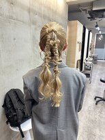 ヘアセット/ポニーツイン編みおろし/パーティーヘア/小顔/学割