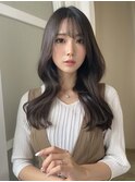 小顔外ハネミディアムアッシュ20代30代40代くびれミディ韓国ヘア