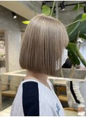 原宿ミルクティーアッシュベージュカラーミディアムロングウルフ