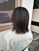 マイ ヘア デザイン 岡崎(MY hair design)&nbsp;20代30代40代ハイライトチャコールグレー切りっぱなしミディアム