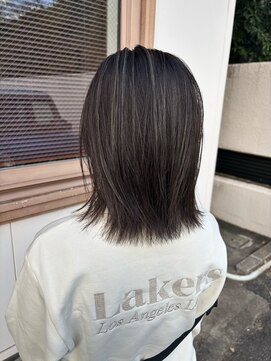マイ ヘア デザイン 岡崎(MY hair design) 20代30代40代ハイライトチャコールグレー切りっぱなしミディアム