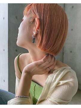 ロミー 本厚木(ROMMY.) 本厚木◎小顔パッツンボブ◎アプリコットオレンジ◎ダブルカラー