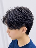 メルシー ドゥ メンズ(merci deux)&nbsp;メンズセンターパートウルフセンターパートニュアンスパーマ襟足