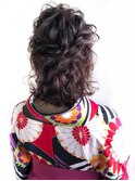 袴☆暗め短め華やかハーフアップ