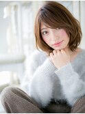 水戸/イルミナカラー/ココアベージュ/ボブウルフ/黒髪b