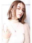 大人可愛い小顔美髪ツヤ髪ミディアムベージュアースカラーA2
