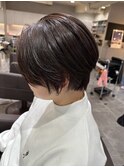 ショートボブ 暖色艶カラー