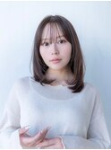 大人かわいい前髪セシルカットココアブラウンフリンジウェーブ