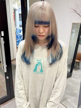 ラミエバイメルト 下北沢(lamie by melt) 裾カラーホワイトベージュみずいろデザインカラーブリーチ下北沢