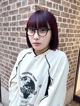 サラ 天神大名店(SARA) 【天神】ダークレッド/切りっぱなしボブ