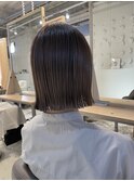 切りっぱなしボブ結べるボブ顔周りカットマロンベージュ