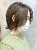 調布レイヤーミディアムショートボブウルフミニボブベージュ前髪