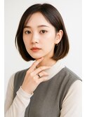 原宿大人ボブ黒髪ダークアッシュボブルフカール20代30代40代50代
