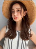 かきあげロングレイヤー大人かわいい美髪ネビージュ