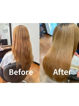 【北ノ新地】他店で断られたブリーチ矯正もご相談ください。乾かすだけでまとまる美髪へと導きます。