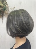 ぱつっとボブ丸みボブボブヘアーハイライトカラーレイヤーカット