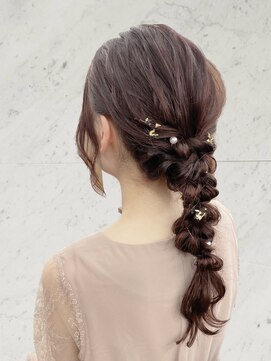 ブルー(BLUE) 結婚式お呼ばれ 編みおろし パーティーセット 【mt___213r】