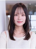 韓国レイヤーくびれミディアム透明感カラー髪質改善艶髪