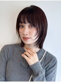 レイヤーボブ　切りっぱなしボブ　暖色ボブ　外ハネボブ